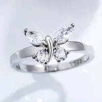 Wedding Rings Fashion Butterfly-shaped Zircon Crystal For Women Accessories Band Engagement Jewelry Girl Gift Cute