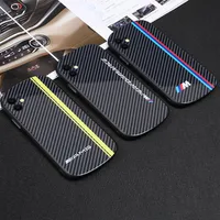 Tempered Glass Phone Cases For iphone 11 Xs Max Carbon Fiber Pattern Fall Prevention Sports Car Brand iPhone 12 Hard Shockproof Mo2248