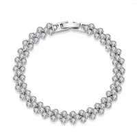Link Bracelets Jade Angel Round Cubic Zirconia Bracelet Heart Shape Silver Plated Copper Chain For Women Festival Gift