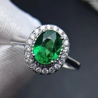 Cluster Rings A411 Tsavorite Ring Fine Jewelry 18 K Gold Natural Unheat 1.4ct Gemstones Diamonds Female Wedding