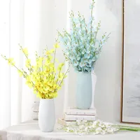 Decorative Flowers 5 Fork Artificial Yellow Dancing Orchid Vases For Wedding Home Decoration Phalaenopsis Bouquet Silk Christmas