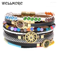 Charm Bracelets WELLMORE 6 Colors Bohemia Leather For Women Colorful Beads Fashion Female Jewelry Drop Wholesale