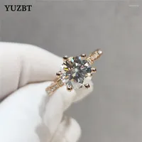 Cluster Rings YUZBT 18K Rose Gold Brilliant Cut 2 8mm Gemstone Diamond Test Past D Color Moissanite Wedding Ring For Women Gift
