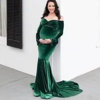 Maternity Dresses Long Sleeve Maxi Dress For Po Shoot Elegant Fitted Gown Pregnancy Baby Shower Women Pography Prop 2023