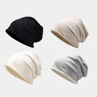 Berets Fashion Bonnet Skullies Beanies Hats For Men And Women Autumn Winter Solid Color Spring Casual Soft Turban Hat Hip Hop Caps
