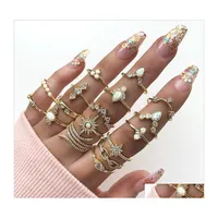 Band Rings 2021 Retro Knuckle Finger For Women Charm Vintage Crystal Set Girls Bohemian Joint Gold Plated Ring Dhs K80Fa Drop Delive Dhgdo