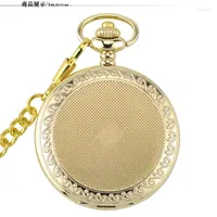Pocket Watches Gold  Silver Men's Watch Roman Arabic Numerals Quartz With Antique FOB Chain Necklace Pendant Gift
