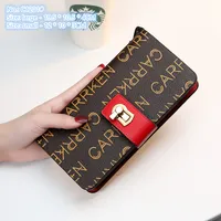 Factory wholesale ladies shoulder bags 2 sizes multifunctional zipper fashion long wallet contrast leather mobile phone coin purse sweet letters clutch bag