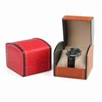 Jewelry Pouches 9x10x8cm 1pcs European Style Men's PU Leather Wristwatch Case High Grade Mechanical Watch Storage Gift Box