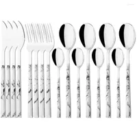 Dinnerware Sets 24pcs Wooden Handle Set Stainless Steel Cutlery Fork Coffee Spoon Knife Tableware Silverware Kitchen Flatware