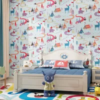 Wallpapers 3D Hand Painted Cartoon Animal Wallpaper Kindergarten Children Baby Room Bedroom Wall Mural Sticker Home Decor