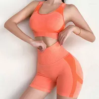 Active Sets 2PCS Seamless Yoga Suit Women Sports Bra High Waist Shorts Workout Set Outfits Fitness Gym Clothes