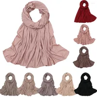 Ethnic Clothing Muslim Women Ribbed Jersey Hijab Jacquard Stretchy Pleated Cotton Hijabs Scarves Shawls Turban Wrap Headscarf