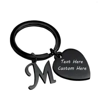 Keychains Free Custom Engrave Love Date Drive Safe For Women Stainless Steel A-Z Initial Keyring Memorial Wedding Gifts Jewelry