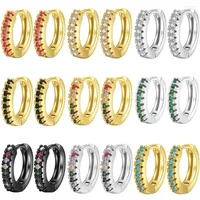 Hoop Earrings Charm Small Huggie Gold Color Hoops For Women Cartilage Dainty Rainbow Cubic Zirconia Ear Rings Fashion Party Jewelry