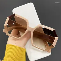Sunglasses Unique Polygonal Square Brand Designer Gradient Lenses For Woman Classic Retro Vintage Big Shades Lady