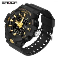 Wristwatches 2023 Fashion Top Sanda Brand Sport Men's Watches Military Led Analog Digital Watch Men Waterproof Electronic