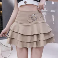 Skirts Korean Style Tutu Woman A Line School Cake Mini Skirt Women High Waisted Pleated