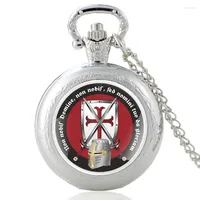 Pocket Watches Silver Knight Templar Quartz Watch Vintage Men Women Cross Steampunk Pendant Necklace Clock Gift