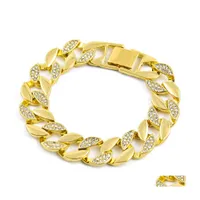 Tennis Hip Hop Jewelry Mens salpicou pulseiras de luxo de luxo de meio diamante bangles de ouro Miami Cuban Link Chain for Fashion dr otv3r