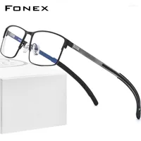 Sunglasses Frames FONEX Alloy Eyeglasses Men Square Myopia Prescription Optical Glasses Frame 2023 Male Metal Full Korea Screwless Eyewear