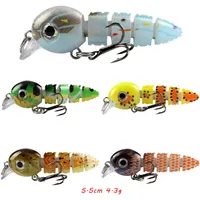 5.5 cm 4.3 g multisektion Hook Hard Baits Lures 8# Blood Slot Hooks 5 Färger Mixed Plastic Fishing Gear 5 Pieces / Lot H-4