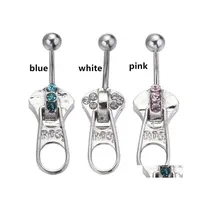 Navel Bell Button Rings Zipper Punk Style Belly Ring Nail Body Jewelry Piercing Fashion Buttons C3 Drop Delivery Dhvob