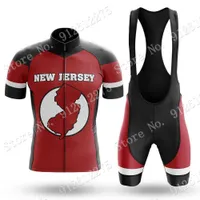 New Red 2021 Cycling Jersey Set Summer USA Cycling Clothing Men Bike Shirts Suit Bib Shorts MTB Ropa Ciclismo Maillot