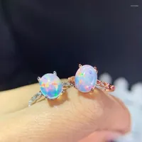 Cluster Rings Jewelry 925 Silver Ring For Daily Wear 5mm 7mm Natural Opal Fashion Gemstone Gift Woman