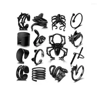 Cluster Rings Black Set Goth Punk Cool Gothic Adjustable Vintage Stackable Animal Bulk Knuckle Emo Boho Snake Spider Eboy Y2K Jewelry