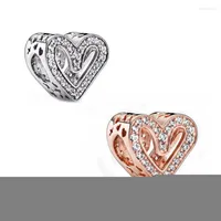 Beads Authentic 925 Sterling Silver Sparkling Freehand Heart Charm Fit Original Bracelet For Women DIY Jewelry