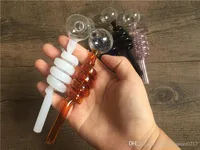 Multi-colors glass pipes Curved Glass Oil Burners Pipes Smoking Handle Pipes thick Pyrex glass smoking pipe
