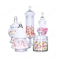 Storage Bottles Transparent Crystal Glass Bottle European Modern Creativity Candy Jars With Lid Home Living Room Desserts Stand