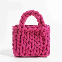 Мода Толстая веревка, тканые женские сумочки дизайнер, вязаная маленькая сумка для ручной работы ручной ручной сумки повседневные кошельки 2023 Sac 230129