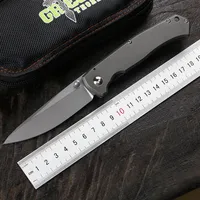 Green stickleback folding knife D2 blade TC4 titanium alloy handle camping outdoor portable fruit knife practical EDC tool240R