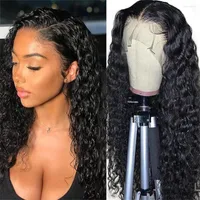 Inch Water Wave Long Wigs For Women Peruvian Curly Human Hair 13x4 Hd Lace Frontal Loose Deep Front
