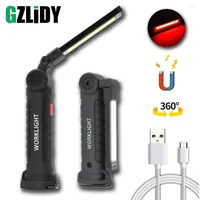 Flashlights Torches USB Rechargeable LED With Magnet Powerful COB Work Light Waterproof Torch Portable Camping Lamp Warning