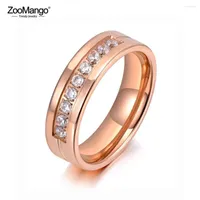 Wedding Rings ZooMango Titanium Stainless Steel For Women Rose Gold Color Exquisite CZ Crystal Charm Ring Christmas Gift ZR19130