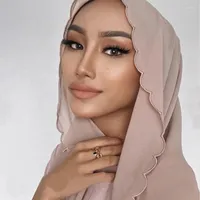 Ethnic Clothing Fahion Heavy Chiffon Embroidered Tudung Shawl Hijabs Muslim Lady Headscarf Islamic Wear 185X70CM