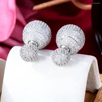 Stud Earrings Siscathy Fashion Ball Shape Full Micro Cubic Zircon Women Daily Party Jewelry Accessory Boucle Oreille Femme Luxe