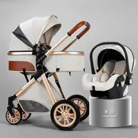 Strollers# 2021 Baby Stroller High Landscape 3 In 1 Voets Luxe Drukhoofd Cradel Infant Carrier Kinderwagen CAR226E