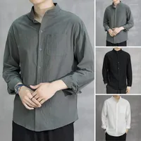Men's Casual Shirts Men Turn-down Collar Colorfast Daily Wear Soft Washable Shirt Male Top For Outdoor