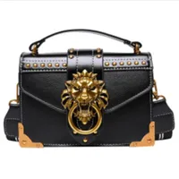 Women's luxury handbag 2020 retro small handbag high quality PU leather crossbody bag rivet lion head lady shoulder bag210p
