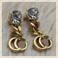 Four Style Studs Moda Designers Brincos Double G Earing For Women Crystal Ear Stud Luxurys Brands Gold Ear-Stud-Stud
