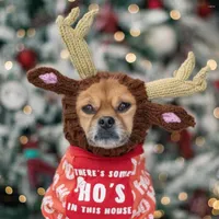 Dog Apparel Autumn And Winter Warm Elk Knitted Hat Accessories For Christmas Headgear Supplies Pet Hats