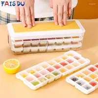 Baking Moulds FAIS DU 2 In 1 Ice Cube Tray With Storage Box Silicone Making Mould Kitchen Accessories Utensils Home Gadgets