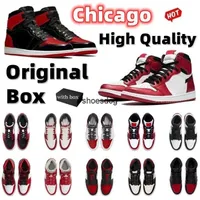 Jumpman 1 zapatos de baloncesto para hombres con patente de Chicago Black Red OG Hyper Royal Designer Sneakers Obsidian University Blue UNC Mujeres