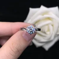 Cluster Rings Snowflake Design Solid 18K White Gold Moissanite Jewelry 0.5CT Solitaire Diamond Positive Engagement Ring