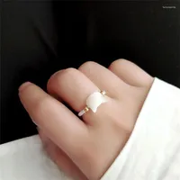 Wedding Rings XIAONIANSHI Handmade Natural Shell Black White Cat For Women Korean Fashion Healing Crystal Ring Accessories Jewelry