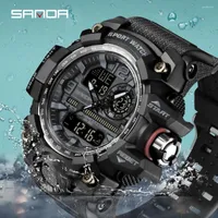 Wristwatches SANDA 2023 G Style Men's Watches 50M Waterproof Sports Military Quartz Watch For Male Digital Wristwatch Clock 3133